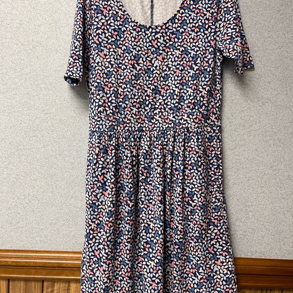 Lands End Floral Short Sleeve Dress